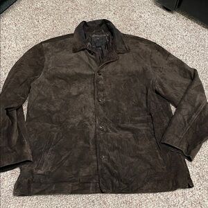 J crew Men's Brown Suede button front quilted insert Jacket